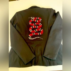 Black blazer with Crystal embellished snake on back